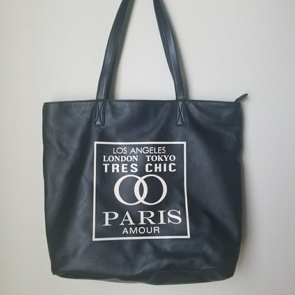 Call It Spring Handbags - Black Tote (city names)